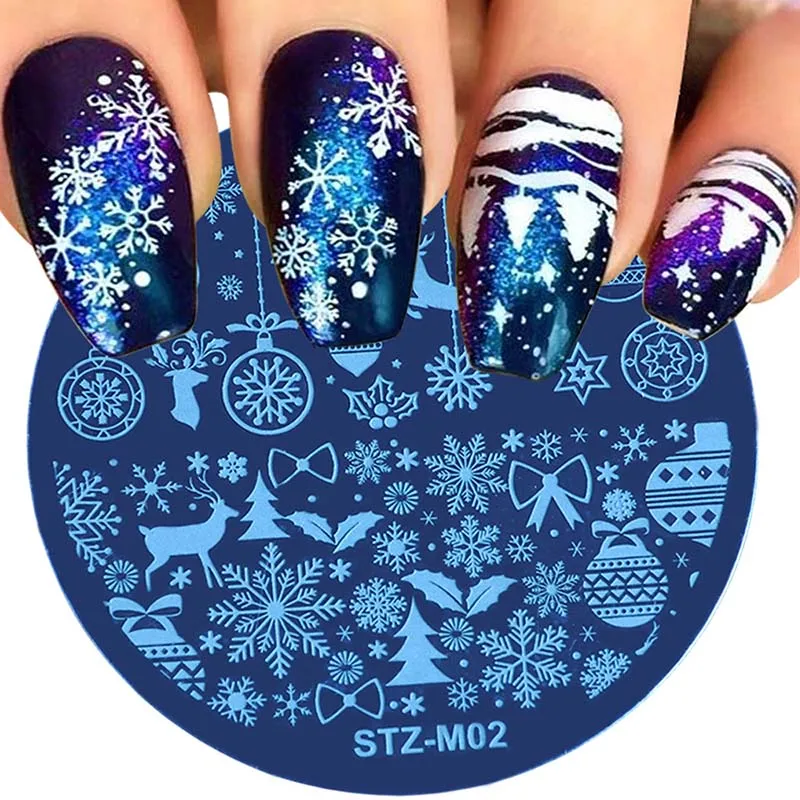 

New 10 styles Christmas Style Nail Art Stamping Plates Fashion Design DIY Image Round Templates Stencils Manicure Tools 1pc