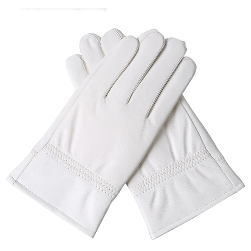 Men's Winter Warm Ceremonial Sheepskin Short Gloves Police Mittens Full Finger sporting Gloves Fashion Genuine Leather winter gloves ski gloves leather gloves