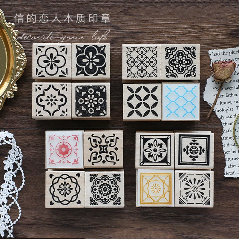 

Vintage Moroccan Style Pattern Decoration Stamp Wooden Rubber Stamps for Scrapbooking Stationery DIY Craft Standard Stamp