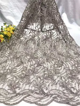 

High quality solid color shiny sequins embroidered tulle lace method mesh sequins African lace skirt evening dress skirt fabric