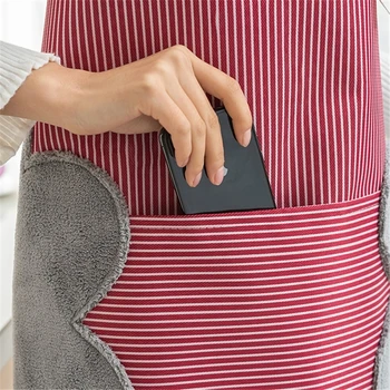 

Adjustable Stripe Kitchen Cooking Apron With Pocket Hand Towel Waterproof Oilproof Sleeveless Convenient Chef's Universal Apron