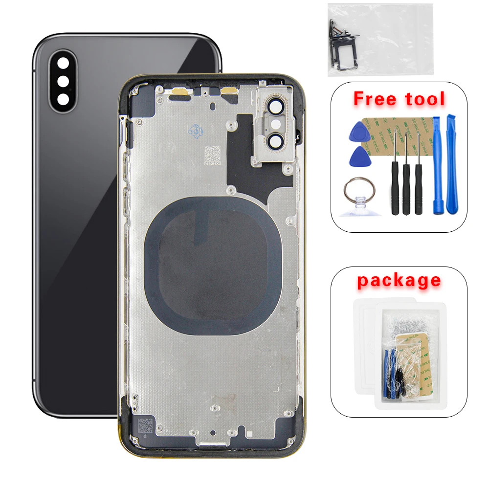 

For iPhone X Battery Back Cover Rear Door Housing Frame Assembly With Tools