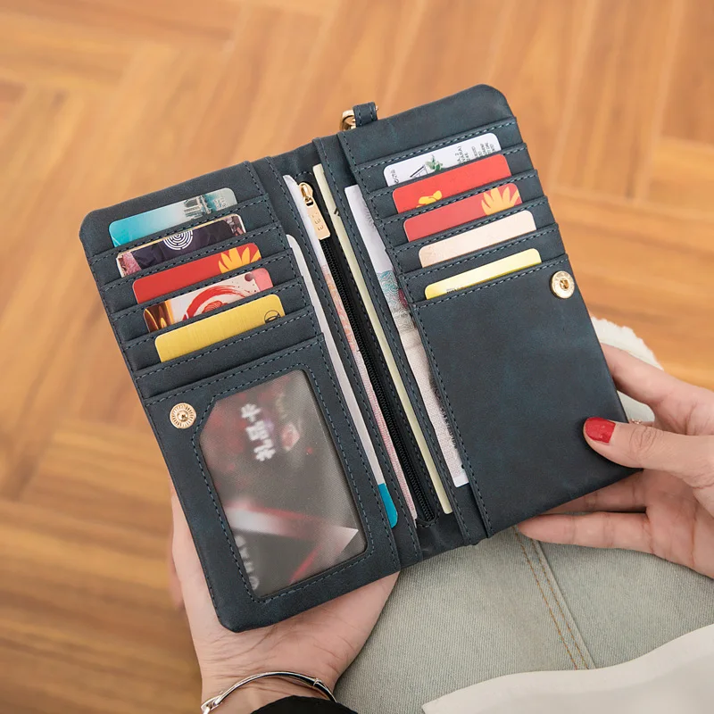 PUOU 2020 Fashion Zipper Purses Women's Wallets Envelop Long Wallet Women Long Section Clutch Wallet Soft PU Leather Money Bag 6