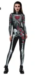 Хэллоуин 3D цифровая печать шип красный розовый комбинезон скелет дамы тонкие вечерние костюм для косплея, костюм - Цвет: Красный