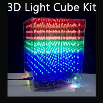 

8x8x8 DIY Electronic 3D Multicolor LED Light Cube Kit Wifi Music Spectrum Board Night Light Gift LED Electronic DIY Kit