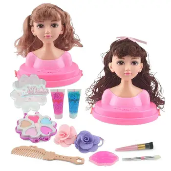 

Girls Makeup Toy Set Hairdressing Doll Comb Lipstick Makeup Brush Kit Kids Pretend Play Toys Princess Hairdressing Makeup Set