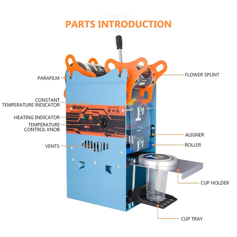 Máquina comercial de sellado de tazas, sellador a presión Manual de 95MM para bebidas, té y leche, Boba
