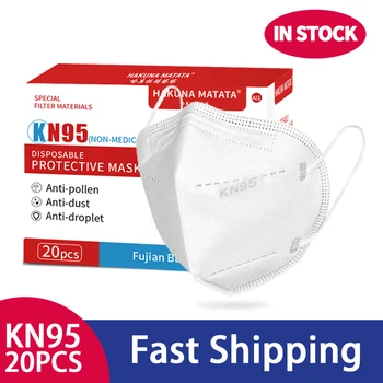 

20 Pcs KN95 Face Masks 5Layers Dustproof Safety Breathable KN95 Nonwoven Earloop Disposable Cover Mouth Dust Mask Fast Shipping