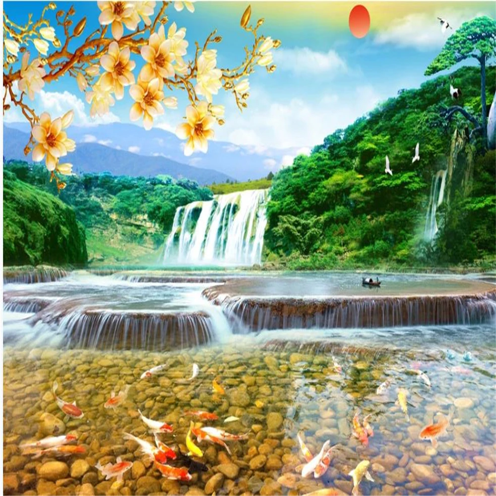 Wallpaper 3d Wallpaper Pemandangan Air Terjun Latar Belakang Dinding Wallpaper Pemandangan Indah Wallpaper Aliexpress