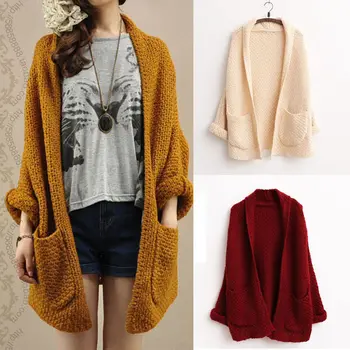 

Hot-Selling Fashion Popular Women's Winter Cardigan Jacket Tops Chunky Knitted Oversized Sweater Jumper Solid Color All-Match