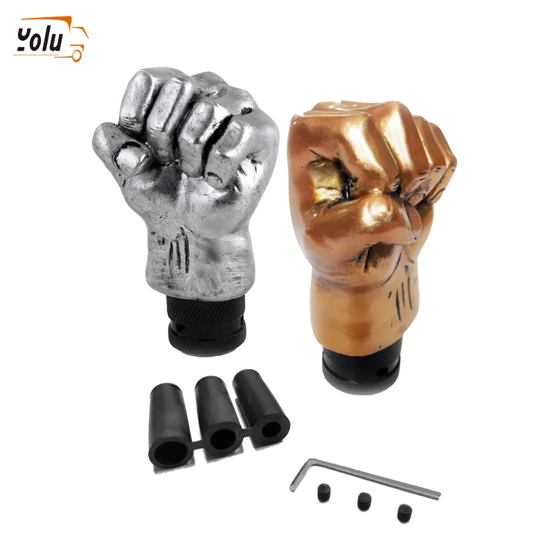 

YOLU Funny Gold Silver Fist Style Gear Knobs Universal Gear Shift Knob Car Manual Transmission Handle Stick Shifter Lever