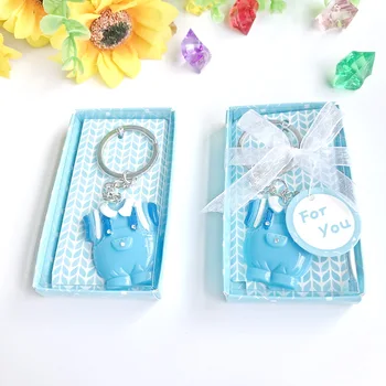 

6PCS Baby Shower Favors Blue Clothes Design Keychain Baby Baptism Gift For Guest Birthday Party Souvenir