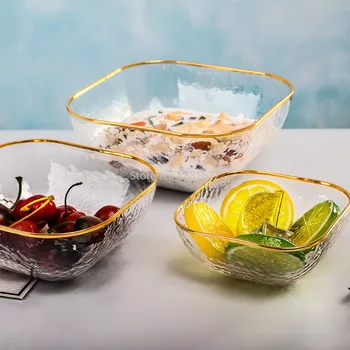 

New Handmade Phnom Penh Ice Flower Bowl Pattern Glass Bowl Set Creative Household