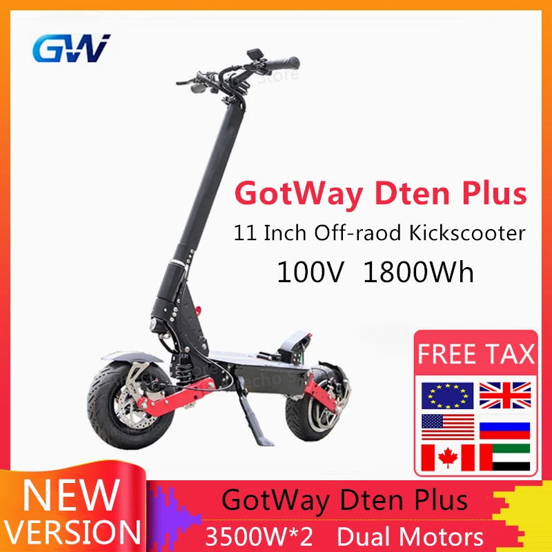 

GotWay Dten Plus 11 inch scooter 100V 3500w*2 Dual motor High Speed 80km/h electric scooter off-raod e-scooter LG 21700 battery