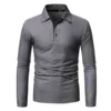 Fashion Men Autumn Winter Solid Colors Long Sleeve Turndown Collar Button Slim Fit T-Shirt Tops Casual Tee Outwear Plus Size#35 ► Photo 3/6