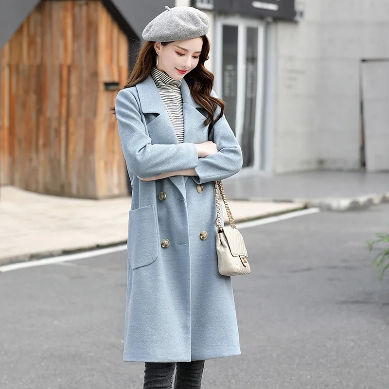 

2019 Autumn New Style Versitile Fashion Body Hugging Women's Woolen Coat