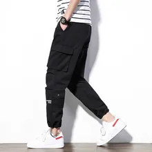 Мужские эластичные штаны для бега с боковыми карманами, широкие штаны для занятий спортом, армейские зеленые штаны-шаровары, свободные эластичные штаны на завязках