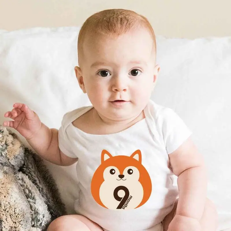 

12 Pcs Animal First Year Monthly Milestone Photo Sharing Baby Belly Stickers 1-12 Months E65D