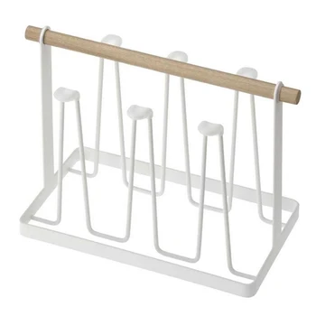 

HTHL-1pc Creative Metal Storage Rack Stylish Mugs Cups Holder Draining Rack Wood Handle Stylish Storage Holders
