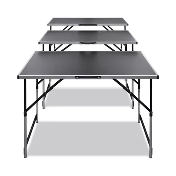 

VidaXL Pasting Table 3 pcs Foldable Height Adjustable Portable Foldable Folding Table Desk Camping Outdoor Furniture Picnic