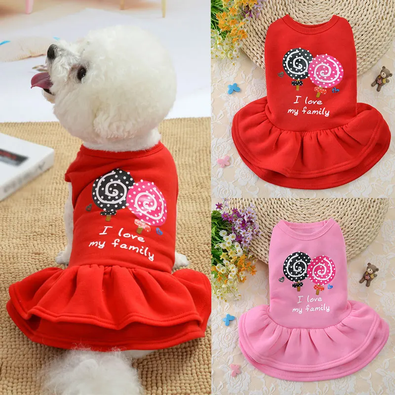 Vestido de algodón para perro, ropa para perros pequeños, falda rosa y