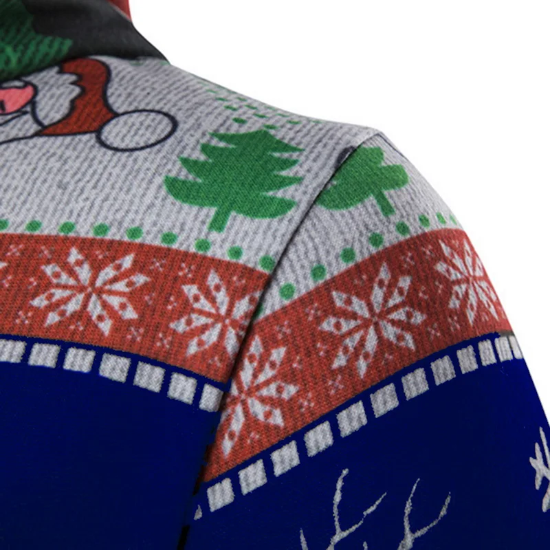 Sift Мужской Повседневный свитер с круглым вырезом, осенне-зимний Рождественский пуловер с принтом оленя, вязаный джемпер, свитера, облегающая мужская одежда
