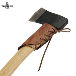 Turbon – collier de hachette en cuir véritable, marteau, hache, poignée de protection, avec œillets, lacets, outils, pochette, accessoires 