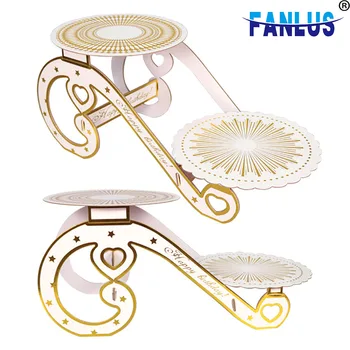 

7pcs/Set Table Cake Tray Paperboard Decorations Wedding Birthday Party Foldable Cupcake Display Stand Baby Shower Decor Supplies
