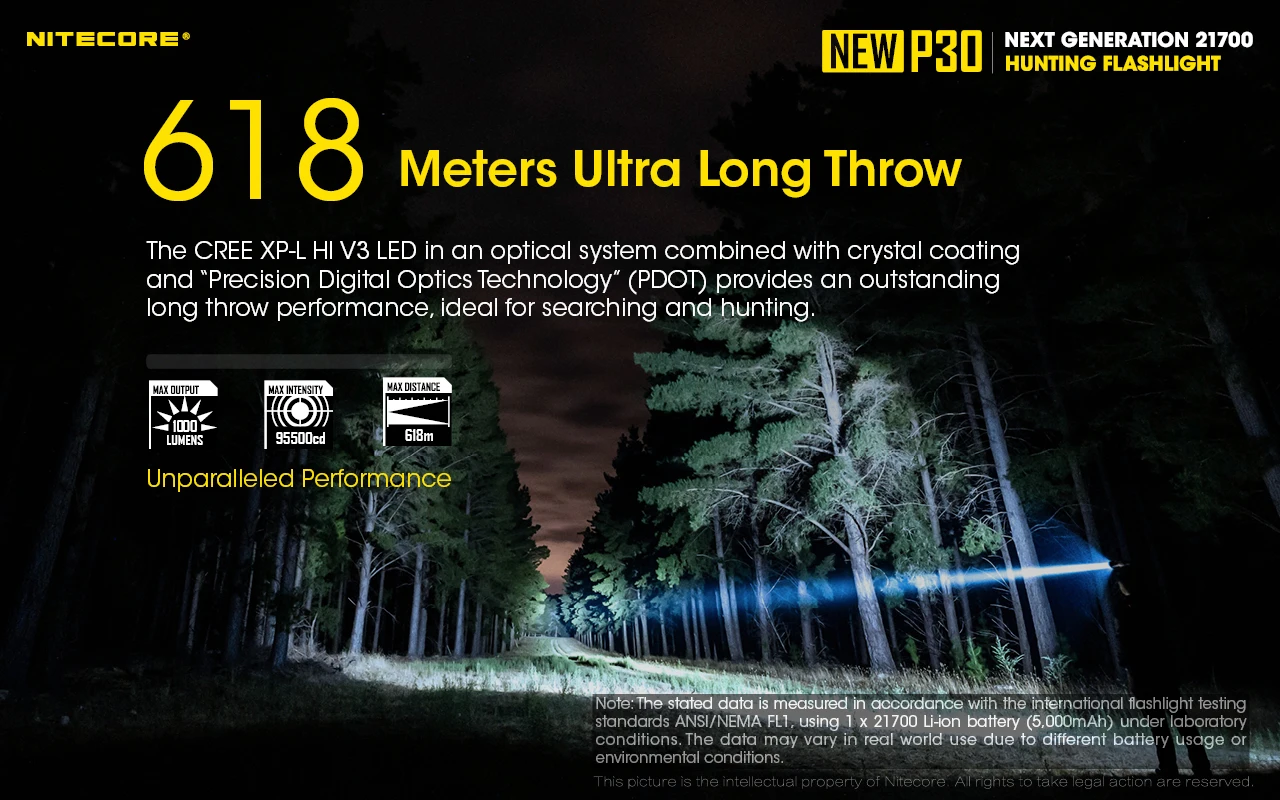 NITECORE NEW P30 Flashlight CREE XP-L HI V3 LED max 1000LM beam distane 618 meter LED torch outdoor rescue light best flashlights for police