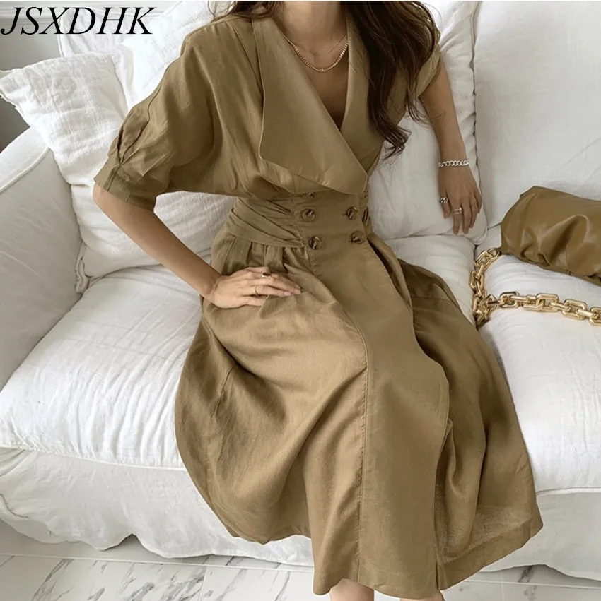 

Женское платье с отложным воротником, Элегантное Длинное двубортное приталенное платье на завязках с коротким рукавом и бантом, лето 2023