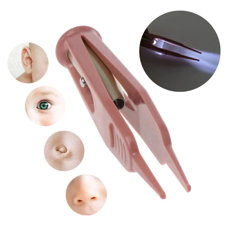 Baby Flashlight Dig Booger Clip Infants Clean Ear Nose Navel Visible Safety Tweezers Safe Forceps Cleaning Supplies nose cleaning tweezers nasal tweezer cleaning tweezers