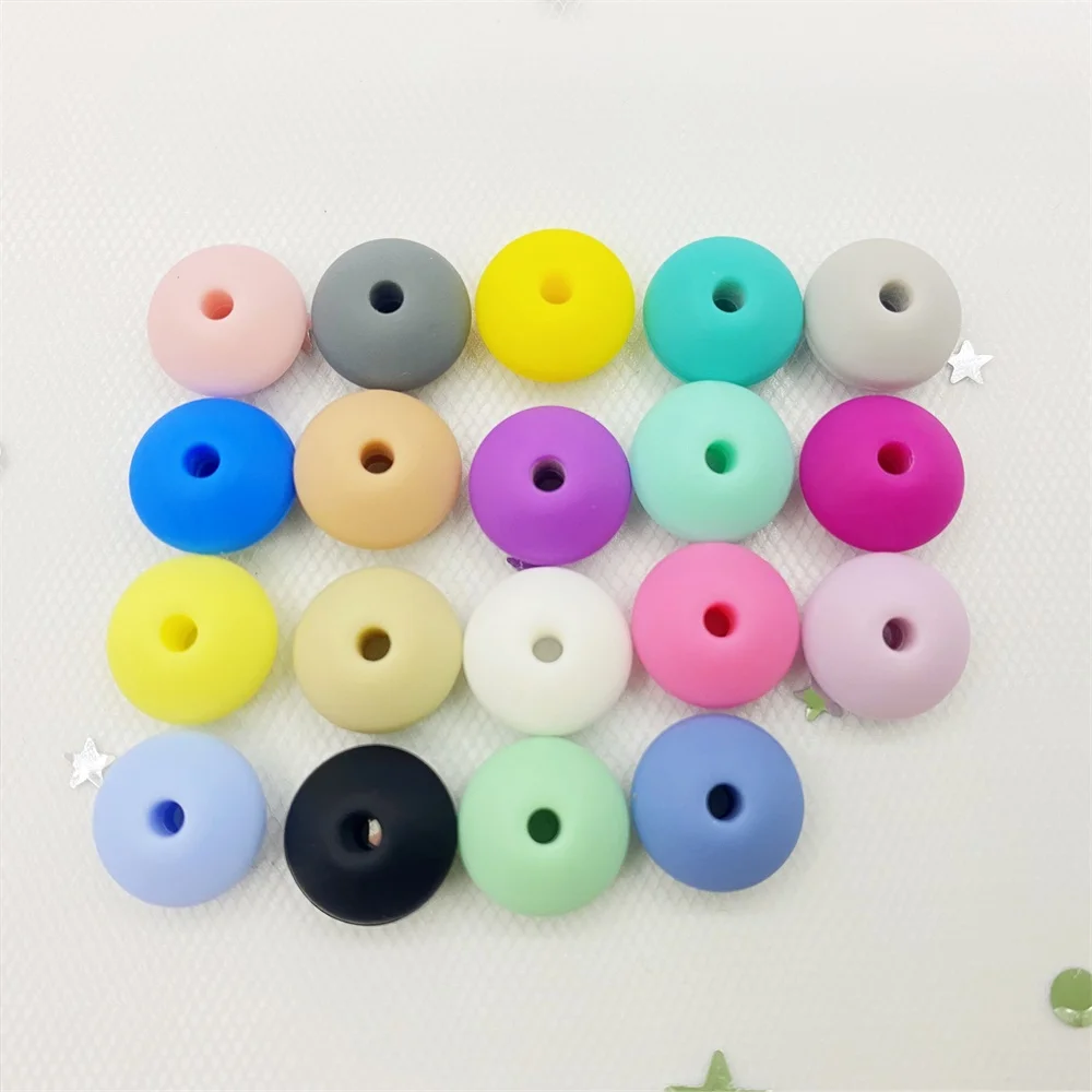 100 개 12mm 렌즈 콩 실리콘 비즈 젖니 목걸이  Teether 장난감 액세서리 실리콘 젖꼭지 체인 비즈 DIY 완구