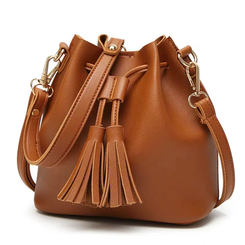 

Ladies bucket bag drawstring multi-color fashion wild gas net red with the same paragraph pu woman diagonal handbag