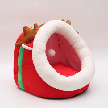 

Cute Cat Bed House Puppy Kennel Detachable Soft Flannel Warm Pet Bed for Cats Kitten Small Dogs Beds Sofas Pet Supplies