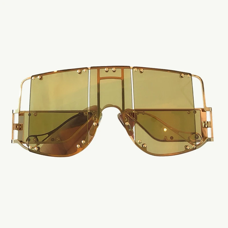 Vintage Retro Shield Visor Sunglasses Men With Ove