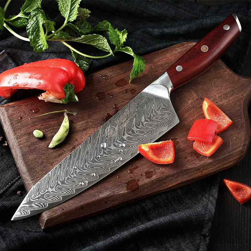 

Профессиональный кухонный нож YARENH 8 дюймов-высококачественный инструмент для приготовления пищи-67 слоев японские поварские ножи Дамаска-рукоятка из палисандра