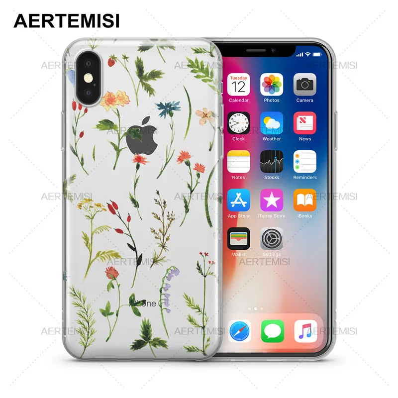 

Agrotera Phone Cases Wildflower Transparent Crystal Clear Soft TPU Case Cover for iPhone 5 5s SE 6 6s 7 8 Plus X XS Max XR