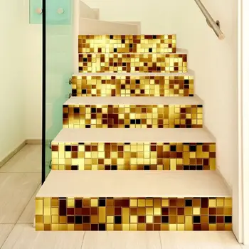 

6pcs/set 3D Staircase Stair Riser Floor Sticker Self Adhesive DIY Stairway Waterproof PVC Wall Decal Home Decor