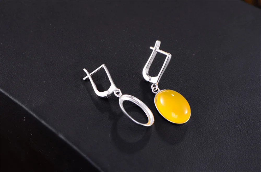 Earring Settings (12x16.2mm Oval Blank) 925 Silver Earring Components White Gold Plated Sterling Silver Earring Base E035B