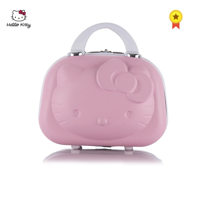 HELLO KITTY maletín de cosméticos para mujer, maletín de mano de con dibujos animados de 14 pulgadas|Bolsas y estuches cosméticos| - AliExpress