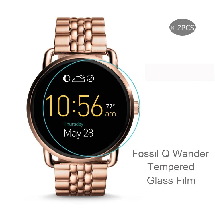 (2 Pack)Tempered Glass Protective Film Clear Guard For Fossil Q Wander Watch Smartwatch Screen Protector Cover | Электроника