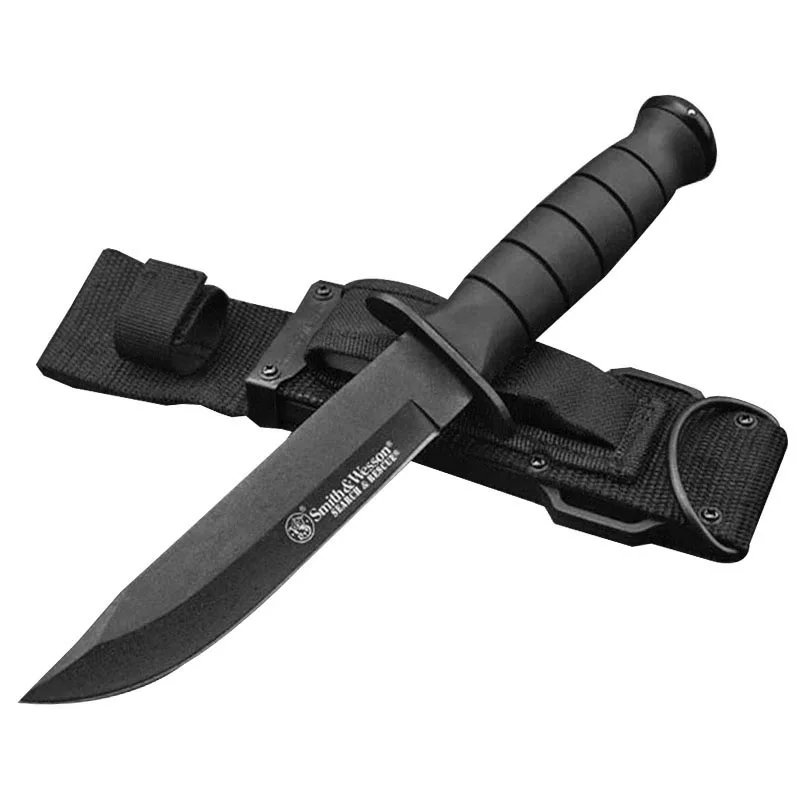 ToughKeng черный титановый 7CR13MOV нож из нержавеющей стали с фиксированным лезвием TPE противоскользящая резиновая ручка, с точильным камнем
