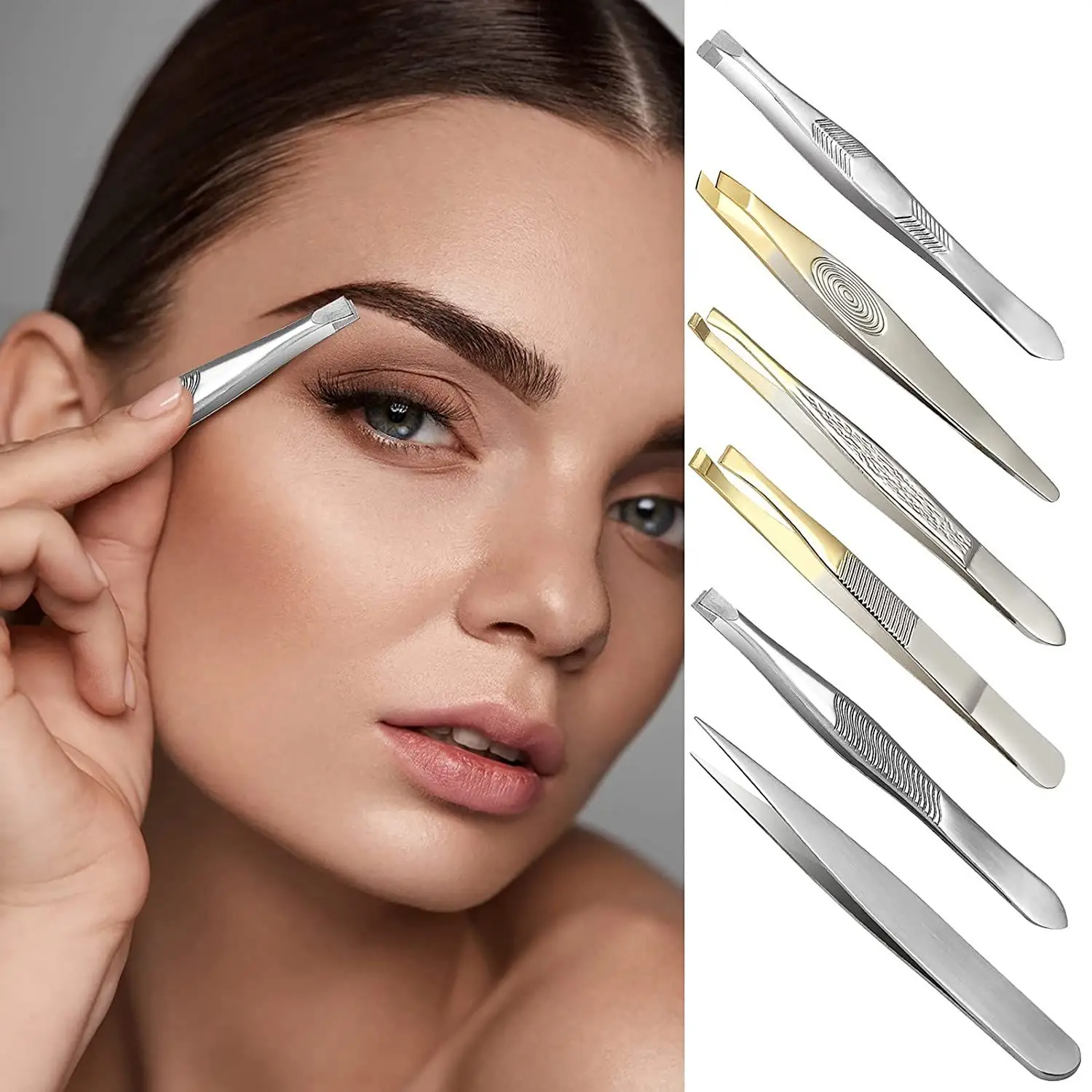 Multipurpose Stainless Steel Eyebrow Tweezer for Facial Hair Ingrown Hair Removal For Plucking Eyebrows Repair Clip Beards Tool 3
