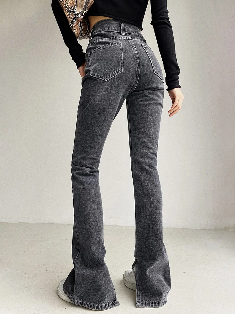 TVVOVVIN Spring autumn fashion flared pants women thin slim tight split jeans trousers Denim pants korean Girl female H8VT