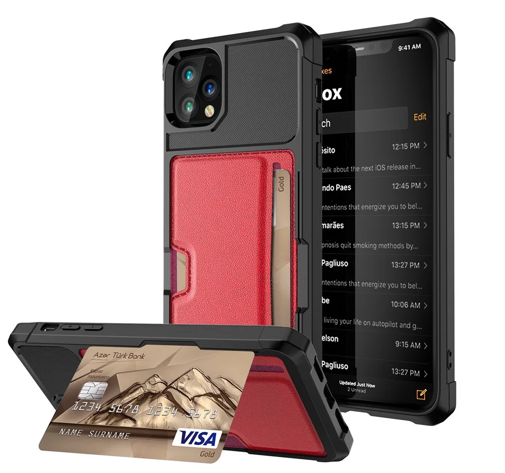 Чехол со слотом для карт для IPhone 11 Pro Max, 6,5 дюймов, мягкий ТПУ, мягкий кожаный чехол s, чехол, бизнес скольжение, броня, кошелек, чехол для телефона s