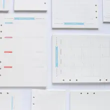Minkys 40 folha a5/a6 6 anel reenchimento de papel loose-leaf binder dentro da página para fazer/semanal/mensal/grade agenda escola papelaria