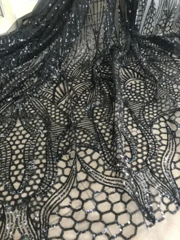 

Unique sequins fabric paillette fabric french net fabric LJY-121404-1 for women garment