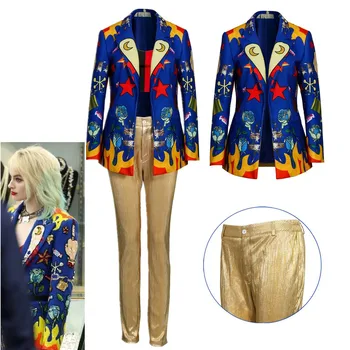 

Birds of Prey: And the Fantabulous Emancipation of One Quinn Cosplay Costume Jacket Pants Women Halloween Suit Blue Printed