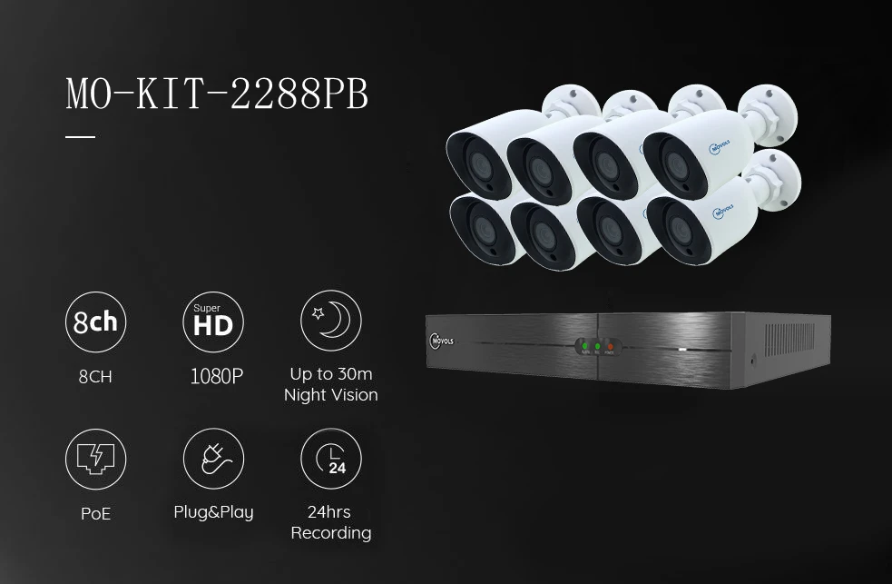 Movols 8CH 1080P POE NVR комплект H.265 камера безопасности Система 2.0MP ИК Крытый Открытый CCTV 8 шт. POE IP камера комплект видеонаблюдения