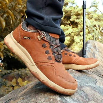 

Natural Leather Men Shoes Sewing Light Weight Anti-slip Breathable Flats Shoes Classics Outdoor Casual Shoes Sneakers